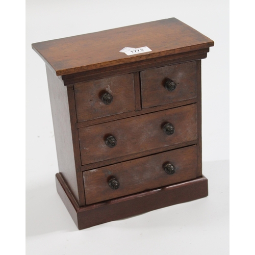 1773 - Mahogany miniature chest of two short and two long drawers