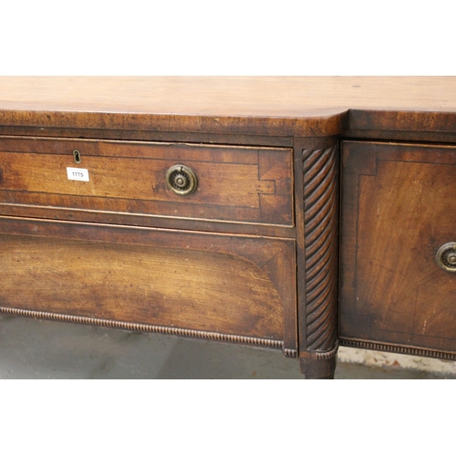 1775 - George III mahogany breakfront sideboard, having two central drawers and opposing drawer and cupboar... 