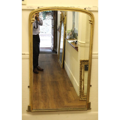 1786 - 19th Century gilded composition arch top overmantel mirror, 145 x 93cm