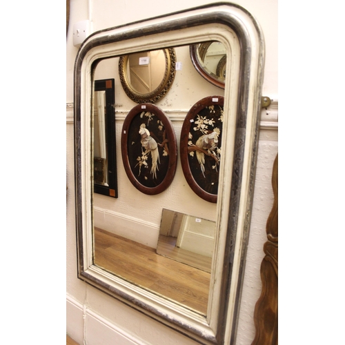 1788 - Small 19th Century French painted and silvered mirror with arch top, 99 x 72cm