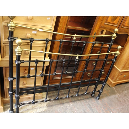 1792 - Victorian style brass and black painted double bedstead