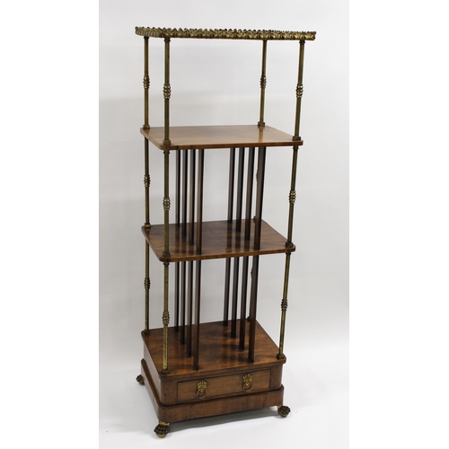 1796 - 19th Century rosewood and gilt brass mounted four tier what not, the acanthus galleried top above gi... 