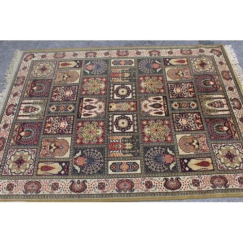 18 - Belouch rug with two centre panels, multiple borders on a burgundy ground, 125 x 128cm, together wit... 