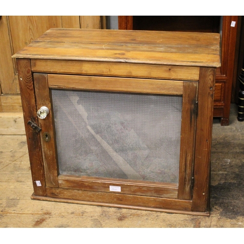 1800 - Small 19th Century stripped and polished pine two door cupboard on bracket feet, 80cm wide, together... 