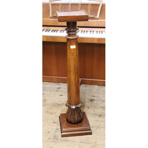 1802 - 19th Century mahogany torchere with a square top above a tulip carved column and plinth base, 104cm ... 