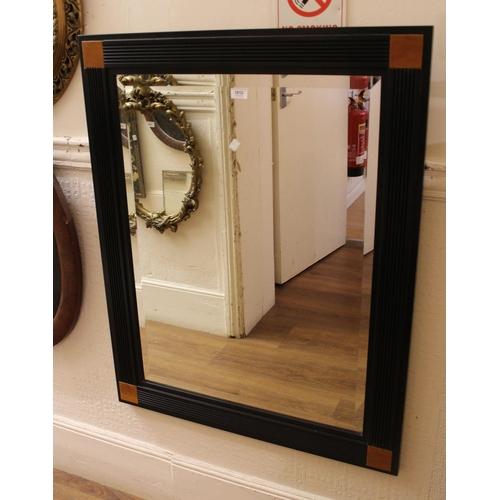 1812 - Modern ebonised rectangular bevelled edge wall mirror