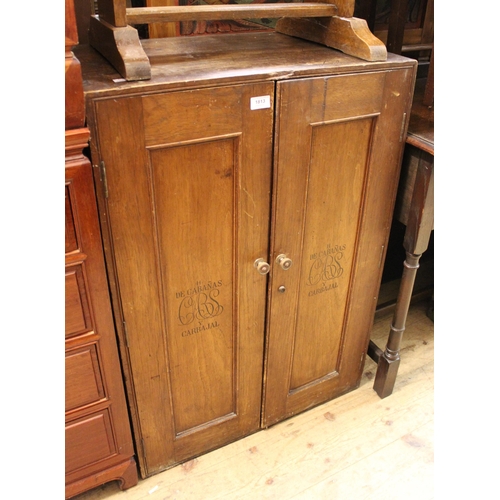 1813 - Large late 19th / early 20th Century cigar cabinet with two panelled doors, inscribed ' H De Cabanas... 