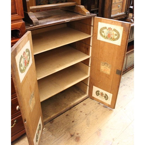 1813 - Large late 19th / early 20th Century cigar cabinet with two panelled doors, inscribed ' H De Cabanas... 