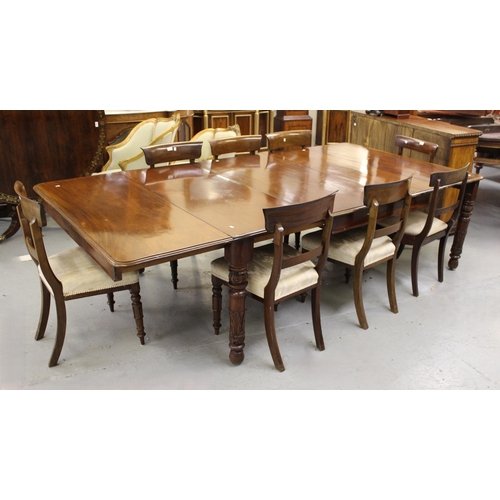 1814 - Late Regency rectangular mahogany extending dining table, on turned carved tulip supports, with thre... 