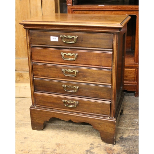 1815 - Small Edwardian mahogany music cabinet of five drawers with brass handles on bracket feet, 49cm wide... 