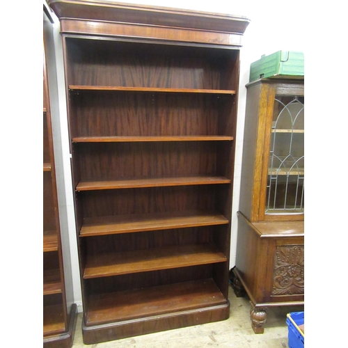 1820 - Two reproduction mahogany open bookcases in Victorian style, the tallest 122cm x 15 x 225cm high