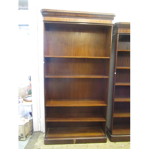 1820 - Two reproduction mahogany open bookcases in Victorian style, the tallest 122cm x 15 x 225cm high