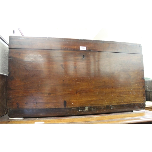 1823 - 19th Century mahogany campaign chest with brass side handles and key, 86cm wide x 45cm deep x 47cm h... 