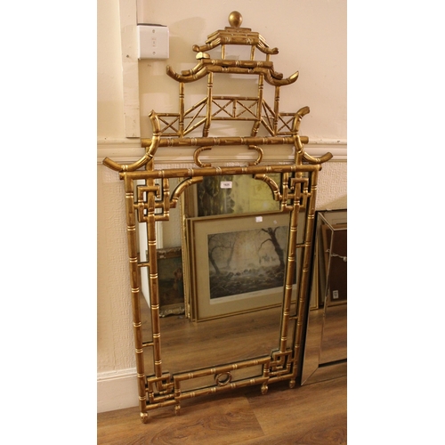 1825 - Good quality reproduction gilded composition wall mirror in Chinese Chippendale style