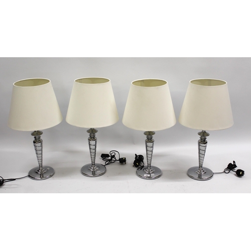 1831 - Set of four modern chrome table lamps with shades