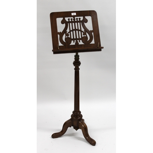 1841 - Good quality Victorian walnut music stand on turned column and tripod support