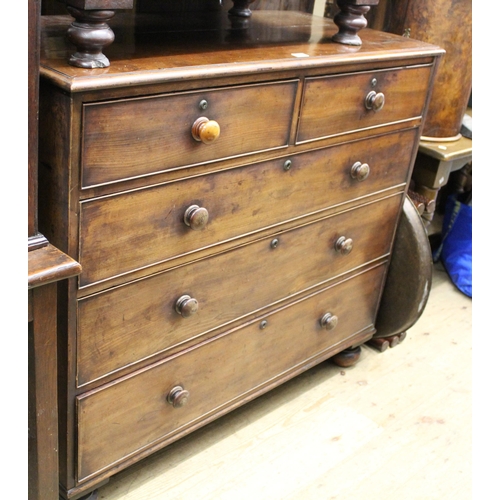 1862 - 19th Century mahogany straight front chest of two short and three long drawers, with knob handles ra... 