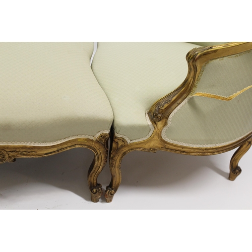 1867 - Late 19th / early 20th Century French carved giltwood Duchesse Brisee three piece suite, comprising ... 