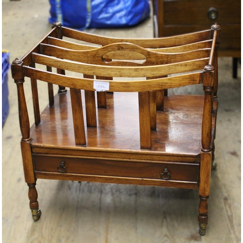 1884 - Leather inset square mahogany two tier occasional table, on splayed supports, together with a reprod... 