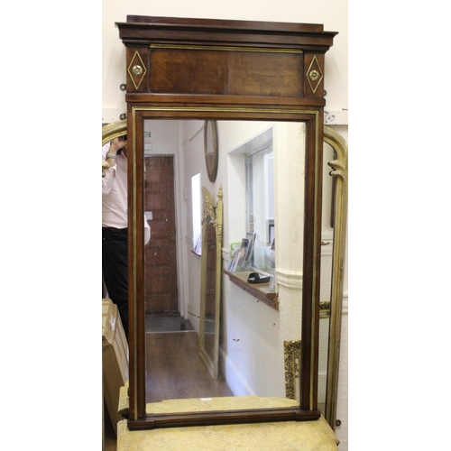 1890 - 19th Century Continental mahogany pier cabinet, the tall narrow mirrored back above a marble top, th... 