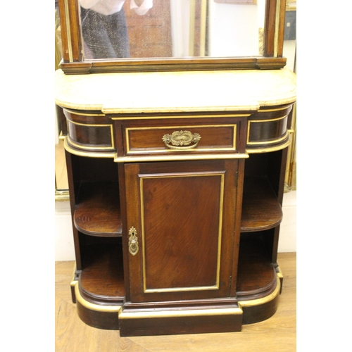 1890 - 19th Century Continental mahogany pier cabinet, the tall narrow mirrored back above a marble top, th... 