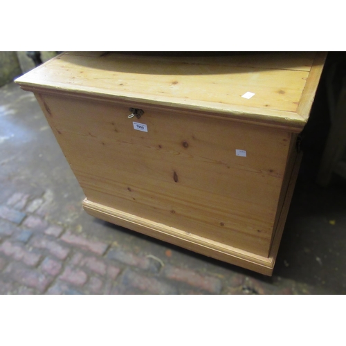 1900 - Late 20th Century pine blanket box with hinged cover and iron carrying handles, 73cm wide x 56cm dee... 