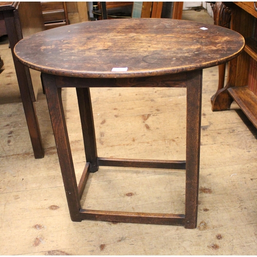 1905 - George III oak oval occasional table on square cut supports, together with an oak joint stool