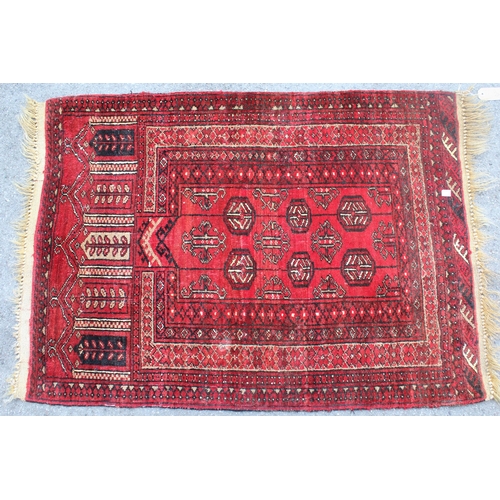 24 - Small Afghan gold ground rug, 138 x 76cm together with a small Afghan prayer rug