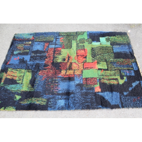 34 - Mid 20th Century machine woven abstract long pile rug, 200 x 135cm approximately