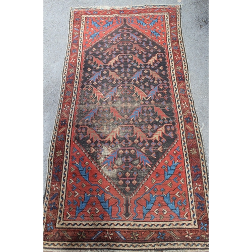 35 - Small Hamadan rug with Herati design, together with another similar rug (at fault)