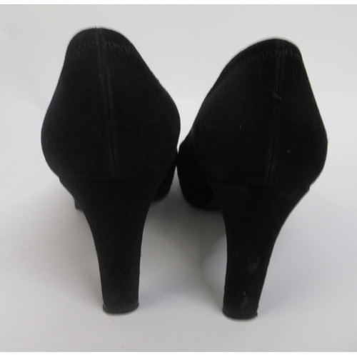 39 - Stuart Weitzman for Russell & Bromley, black suede peep toe shoes, size UK 4 / USA 6, with original ... 