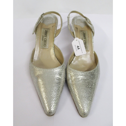 44 - Jimmy Choo, London, pair of metallic slingback shoes, size 39