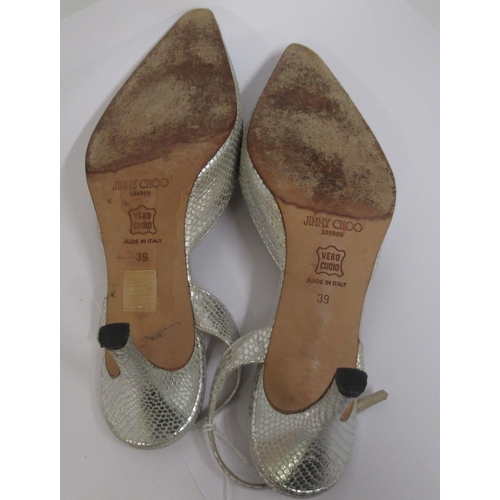 44 - Jimmy Choo, London, pair of metallic slingback shoes, size 39