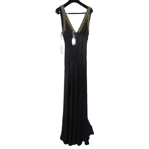 49 - Jenny Packham, satin evening dress, size 10 and an Elspeth Gibson sequinned maxi skirt, size 12