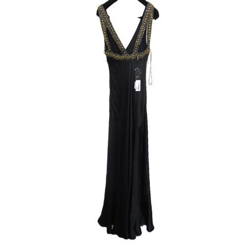 49 - Jenny Packham, satin evening dress, size 10 and an Elspeth Gibson sequinned maxi skirt, size 12