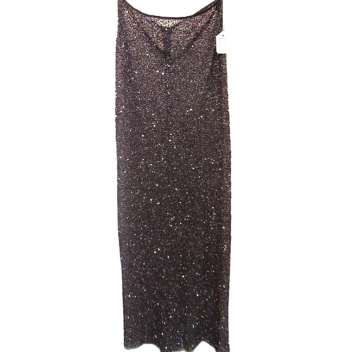 49 - Jenny Packham, satin evening dress, size 10 and an Elspeth Gibson sequinned maxi skirt, size 12