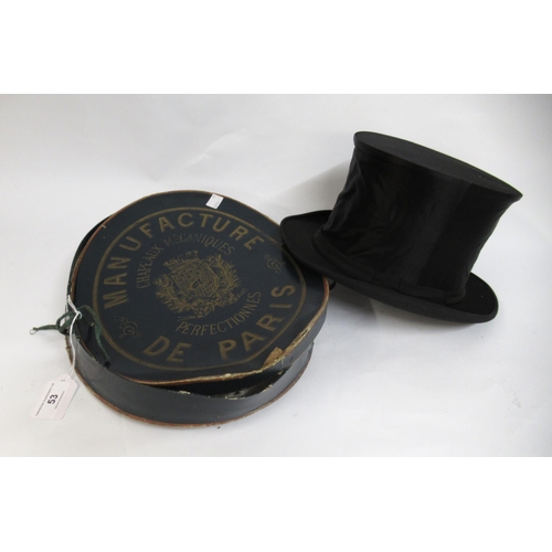 53 - French folding top hat by Noguier, in original carton