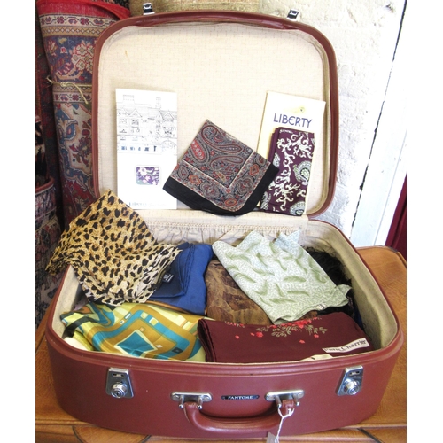 61 - Suitcase containing various scarves including Liberty, Jacquard and Valentino