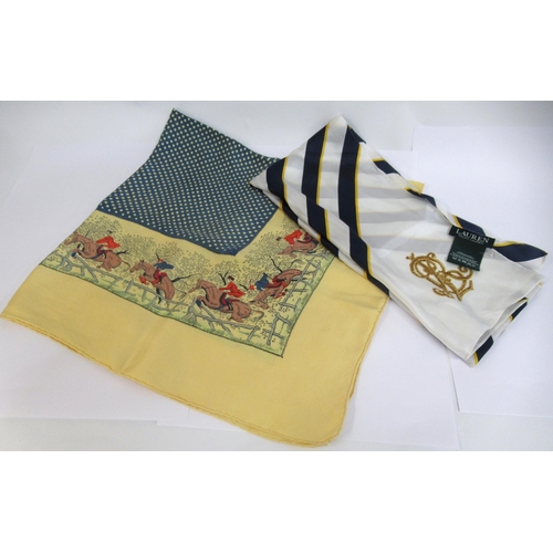 67 - Hermes, ladies silk scarf, together with a Ralph Lauren scarf and another