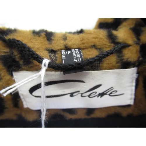 71 - Colette ladies coat with simulated leopard skin hood and collar, size 8