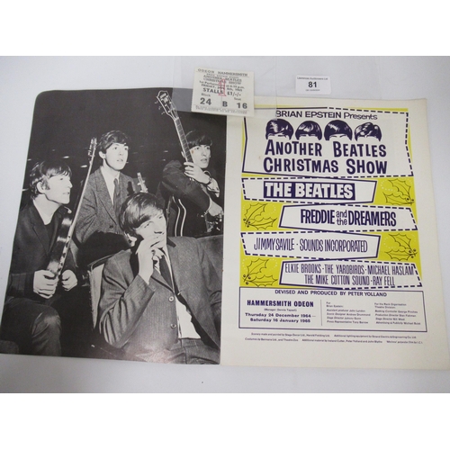 81 - ' Another Beatles Christmas Show programme ' with ticket January 8th 1965