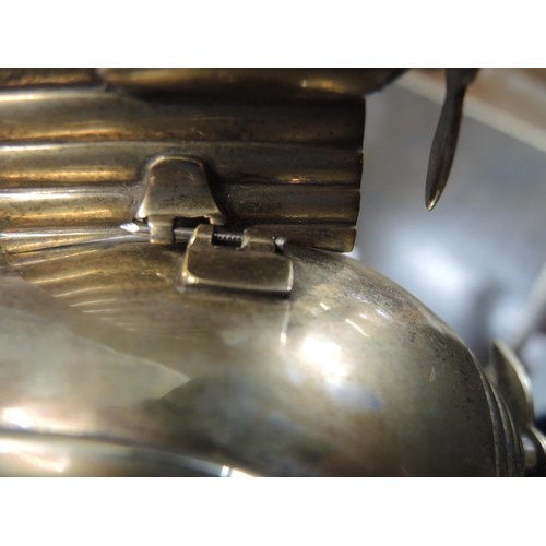 143 - Unusual mid 20th Century silver plated teapot in the form of a twin propellor aeroplane, 29cm long, ... 