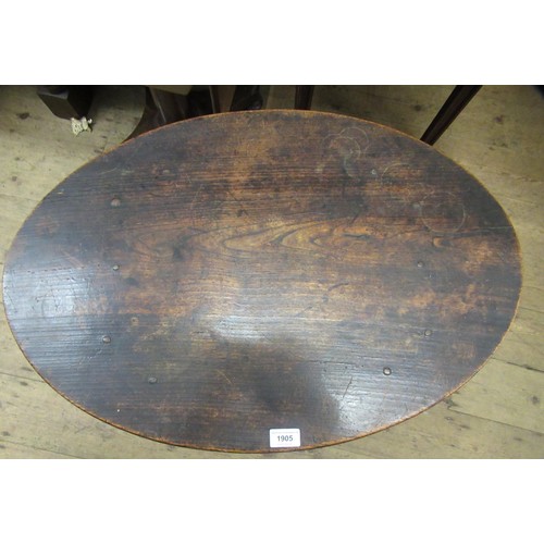 1905 - George III oak oval occasional table on square cut supports, together with an oak joint stool