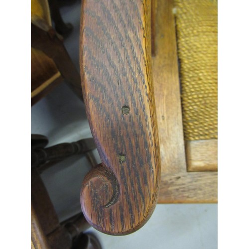 1715 - Orkney oak and seagrass chair raised on square tapering supports, circa 1900