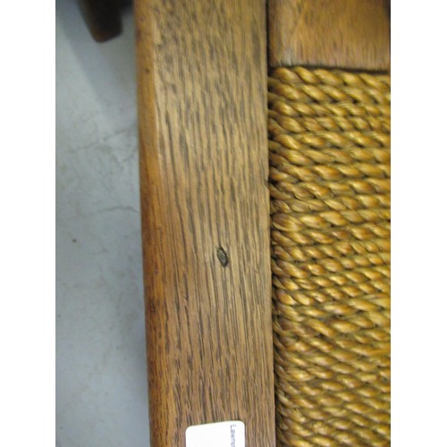 1715 - Orkney oak and seagrass chair raised on square tapering supports, circa 1900