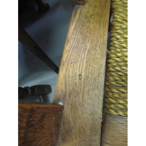 1715 - Orkney oak and seagrass chair raised on square tapering supports, circa 1900