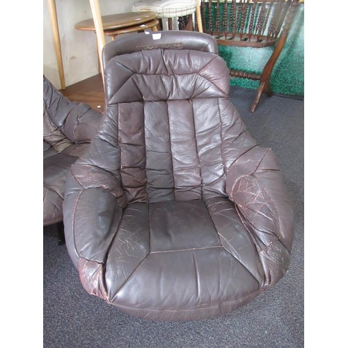 1759 - Pair of mid 20th Century Bramin Danish brown leather tub chairs