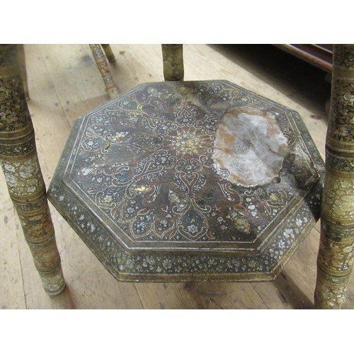 1908 - Kashmiri octagonal occasional table, together with a similar smaller table