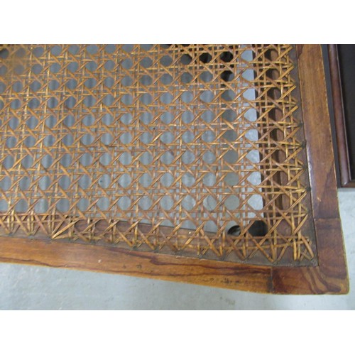 1891 - Pair of Regency simulated rosewood stools, the shaped canework tops above inverted bowl front frieze... 