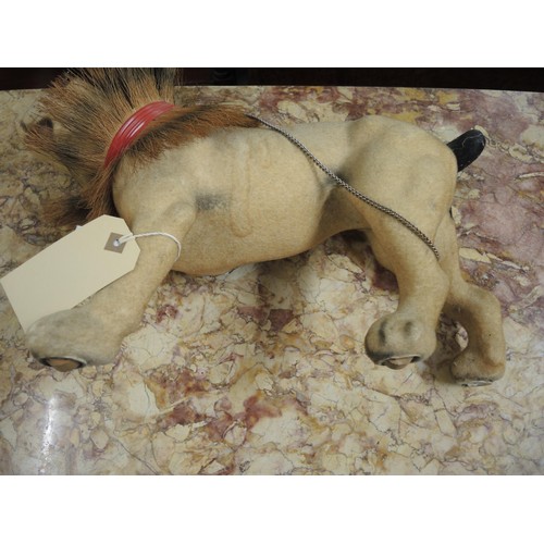 131 - French papier mache nodding head bull dog with bark mechanism (one leg detached)